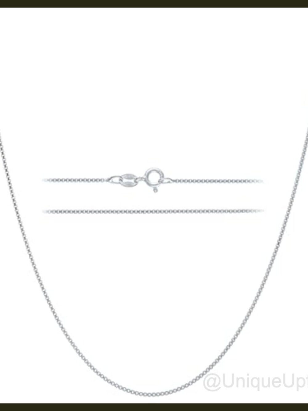 Sterling Silver Box Chain Necklace Diamond Cut 1mm 18 Inch